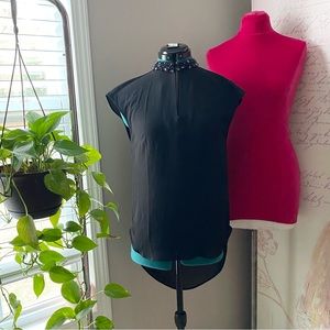Bellatrix black beaded collar top XS